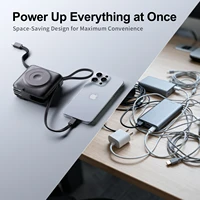 15000mAh Magnetic Wireless PowerBank Type-C 45W Fast Charging with Dual Cables AC Plug for iPhone 17 16 15 Airpods watch - Image 3