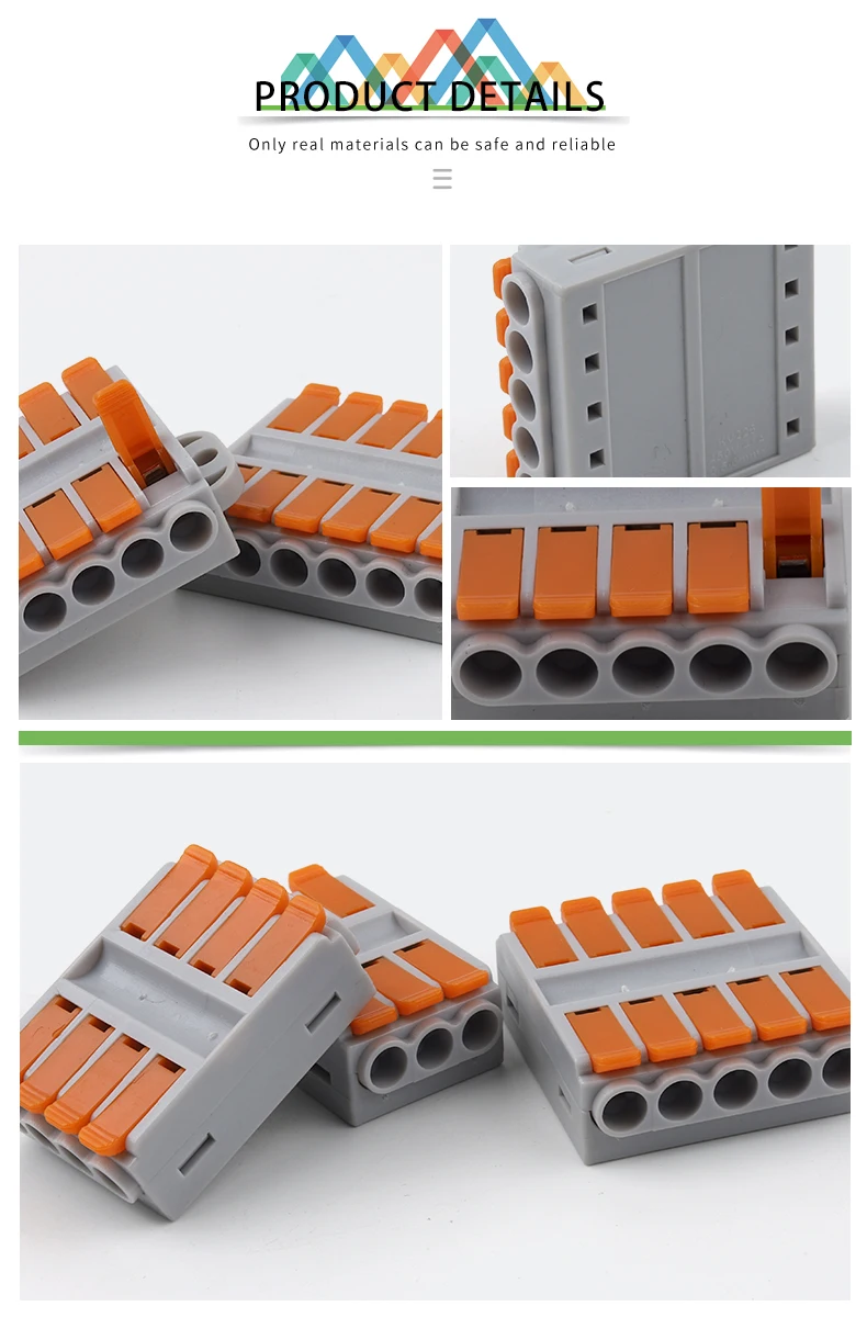 5PCS High Power 6mm2 Schnelle Draht Elektrische Stecker Universal Compact Docking Push-in Kabel Draht ConnectorTerminal Block 222 – Detail 8