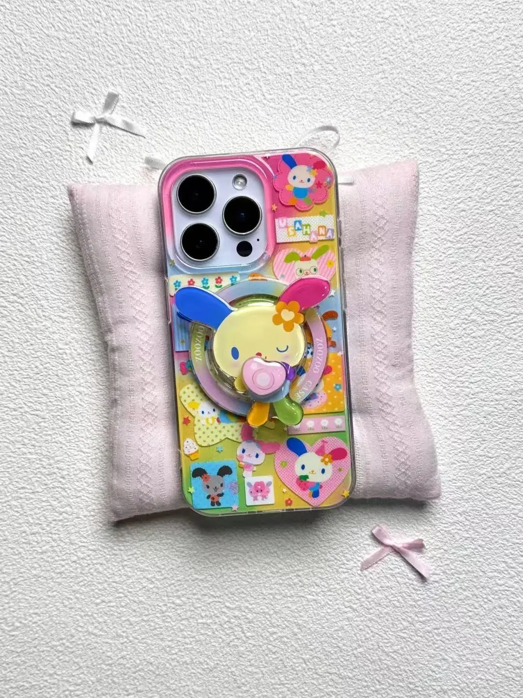 Rainbow Rabbit Dopamine Bunny Art iPhone Case | Cute Luxury MagSafe Shockproof Cover