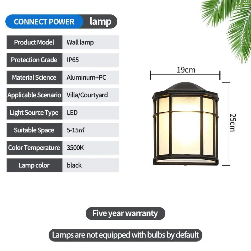 Waterproof Outdoor Garden Lighting E27 Wall Mount LED Wall Lamps For Corridor Yard Patio Glass Light Fixture Copper Sconce wall light