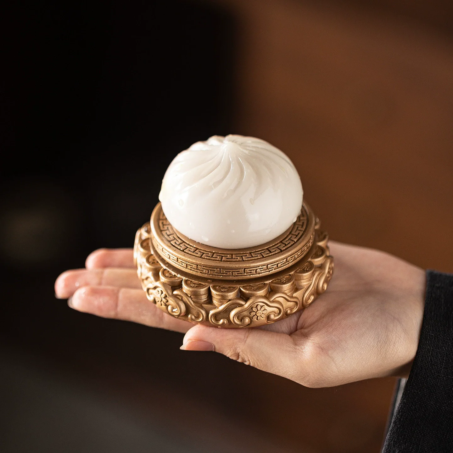 Color Changing Bao Bun Tea Pet, "Luck in Turn" Steamed Bread Ornament, Raisable Ceramic Decor for Tea Table, Tea Set Accessory