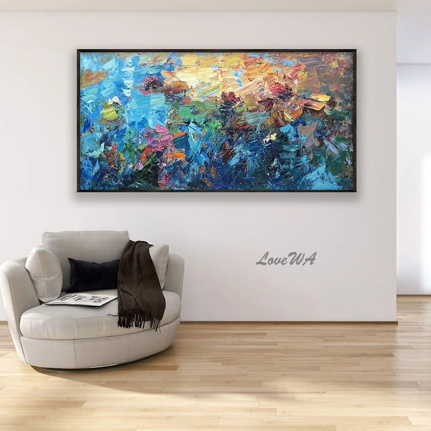 

Абстрактная Красочная картина маслом большого размера, Современная Картина на холсте, Настенная картина для ресторана, Акриловая картина, украшение для дома