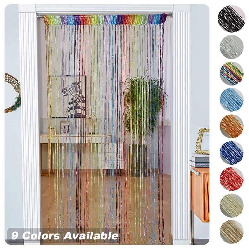 String Curtain Monochrome Thick Line 1 M * 2 M S Curtain Partition Curtain Silver Tassel String Silver Leather Door Line