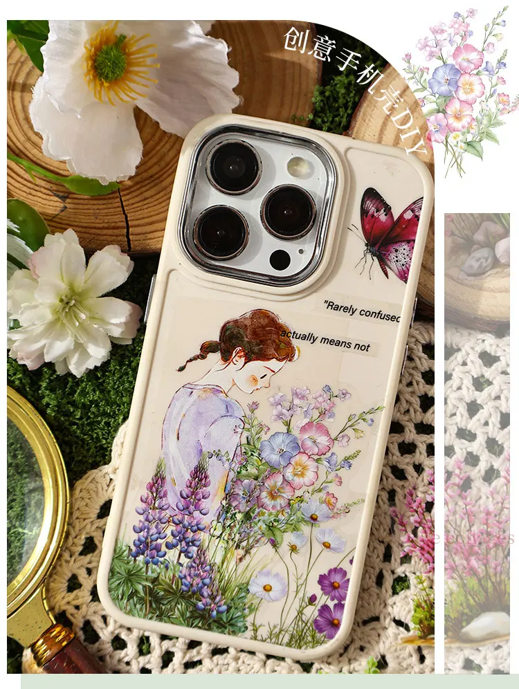 40 Stück Pflanzen und Blumen stapelt PET-Aufkleber, kreativ, dekorativ, handgefertigt, Scrapbooking-Material, Tagebuch, Album, Bastelbedarf – Detail 8