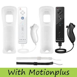 Wireless Gamepad Controller Set with Motion Plus and Silicone Case for Enhanced Gaming Experience (White Black Combo)