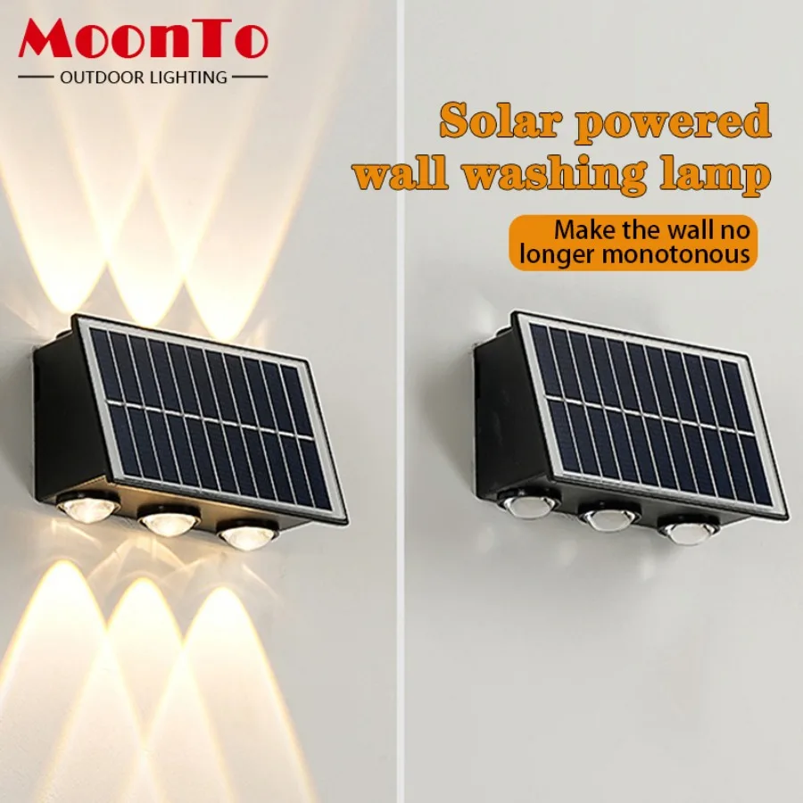 Solar Wall Lamp Outdoor LED Solar Wall Lamp IP65 Waterproof RGB Up and Down Luminous Lighting Balcony Garden Porch Courtyard Decor Solar Light solar lamp