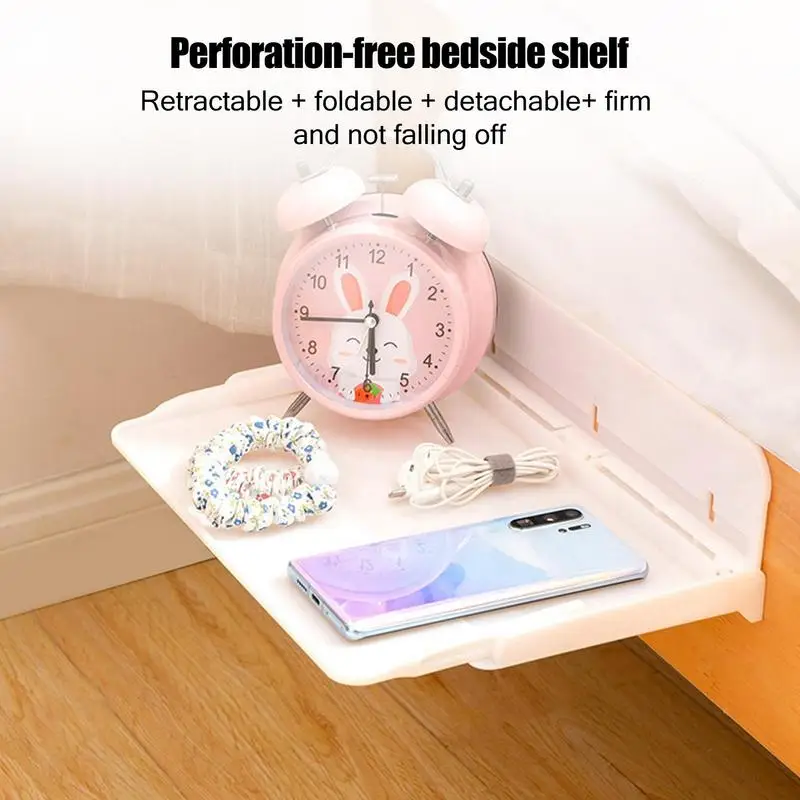 Zinueen Comodino Pieghevole da Appendere al letto, Organizer da Letto e Ripiano Sospeso in Legno (30 x 20 cm) – Comodino Salvaspazio e Scaffale per Dormitorio Degli Studenti (effetto legno naturale