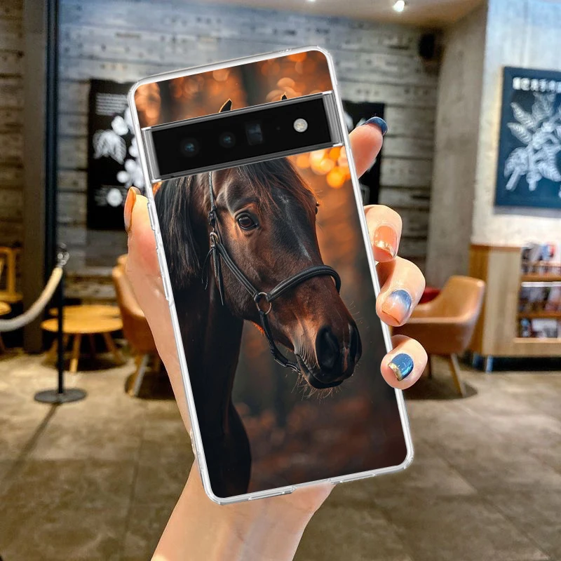 Elegant Brown Horses Transparent Phone Case - Clear Cover