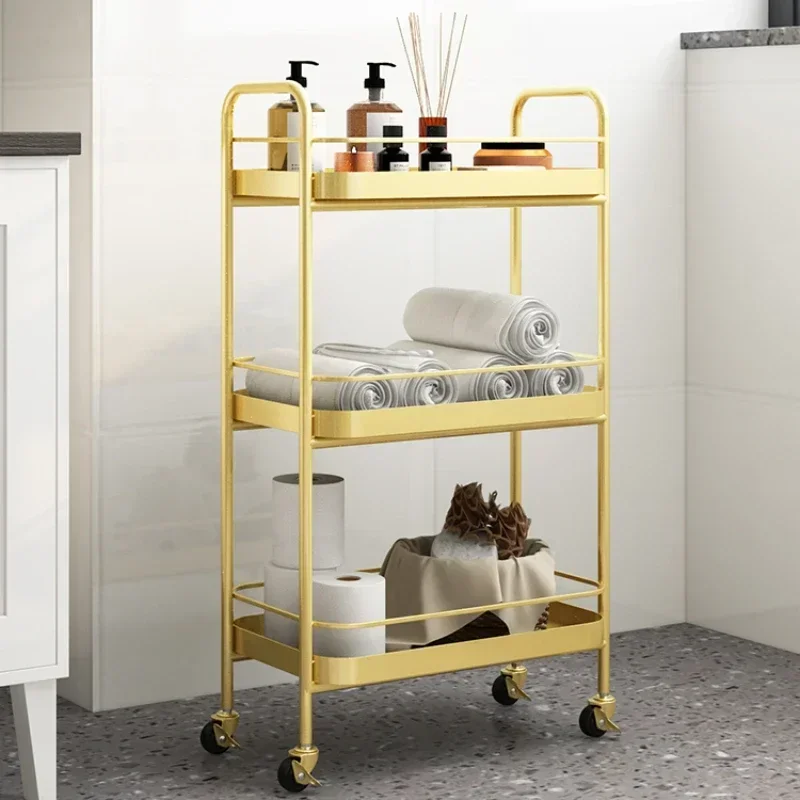Nordic Multi-Layer Auxiliary Spa Table With Wheels Mobile Towel Holder Shower Storage Rack Storage Cart Space-Saving Organizer