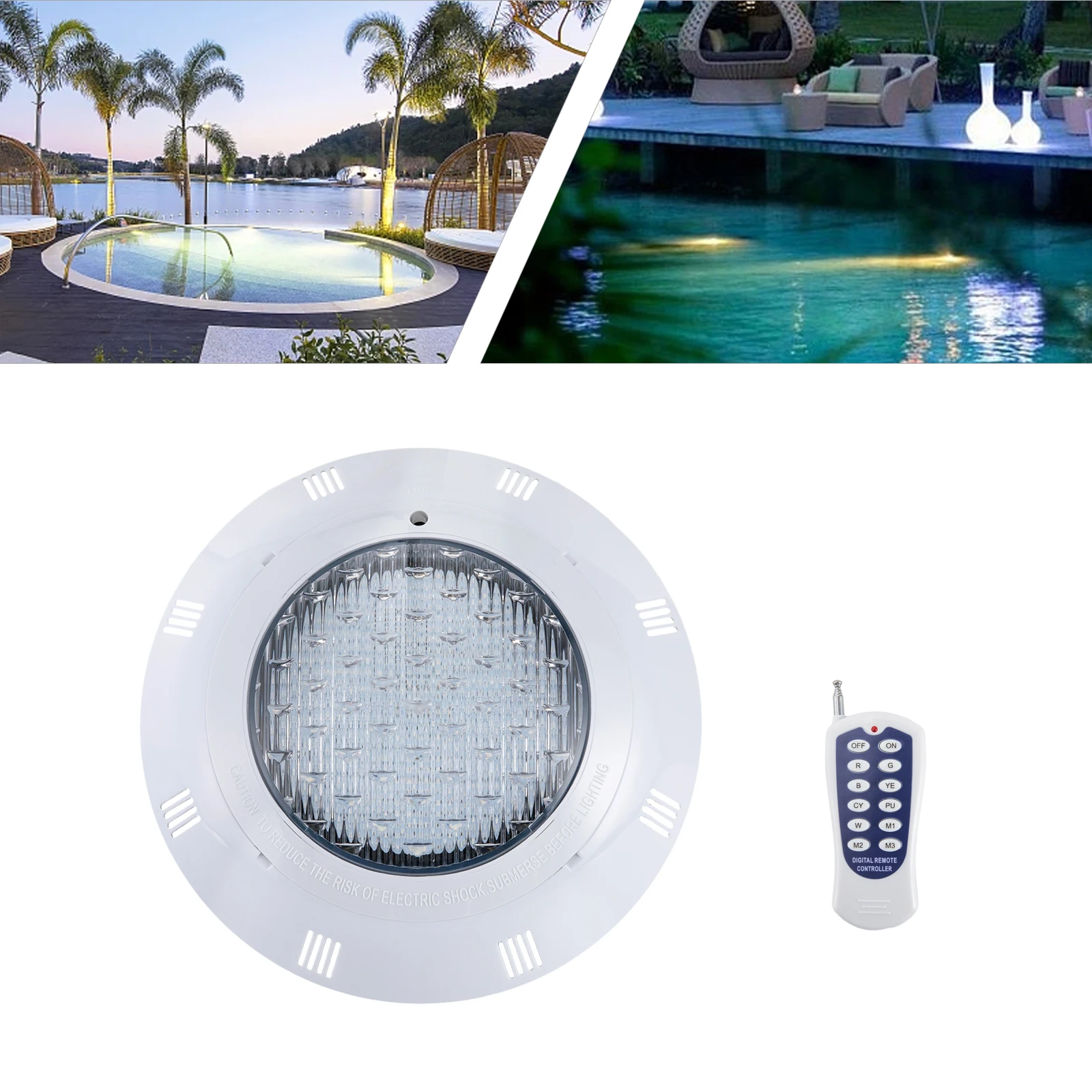 LED Pool Light, Swimming Pool Light with Remote Controller RGB Multi Color Outdoor LED Underwater AC12V IP68 Waterproof Lamp
