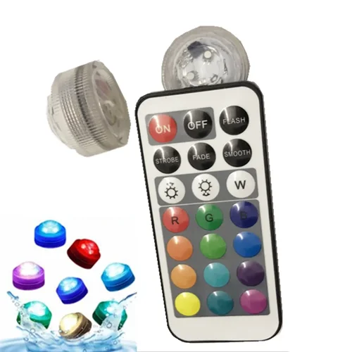 원격 제어 RGB 잠수정 조명, IP68 배터리 작동, 수중 야간 램프, 꽃병 그릇, 수영장, 야외 정원 파티, 21 키 3