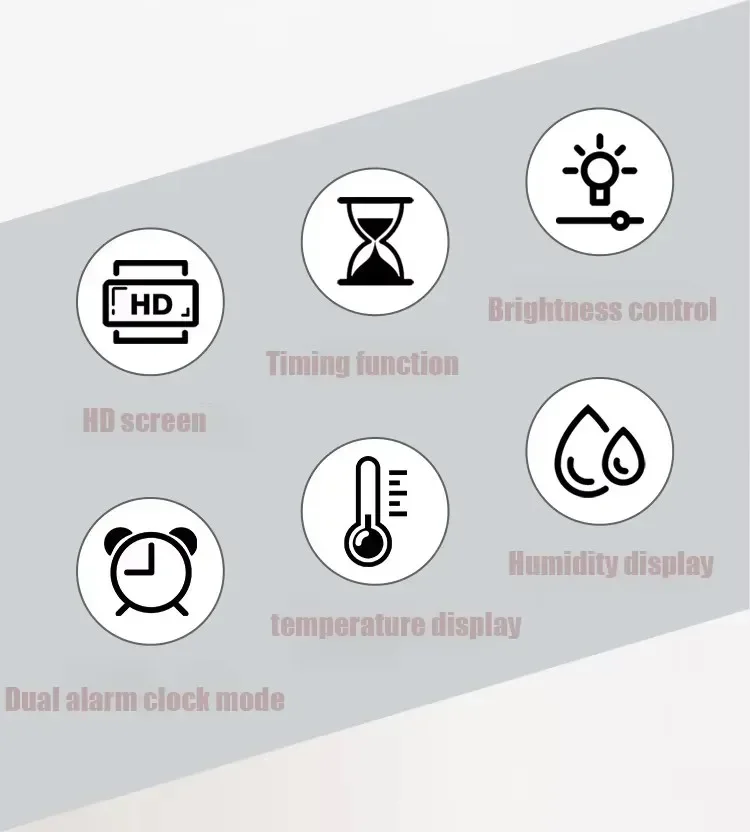 Sveglia digitale LED con temperatura, data, funzione snooze, USB