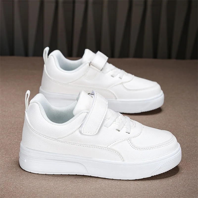 

Running Sneakers Kids Spring New Boys Girls Sports Shoes Casual Board Shoes Leather Soft Soled Children Fashion White Shoes