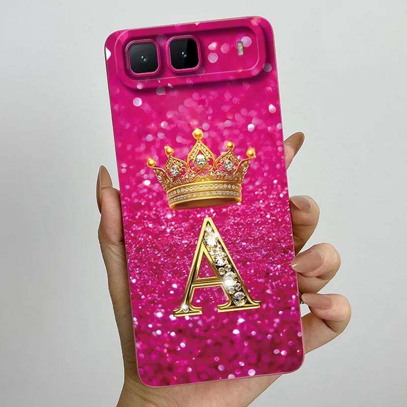 Crown Initial Letters Soft Phone Case with Camera Protection Back Cover