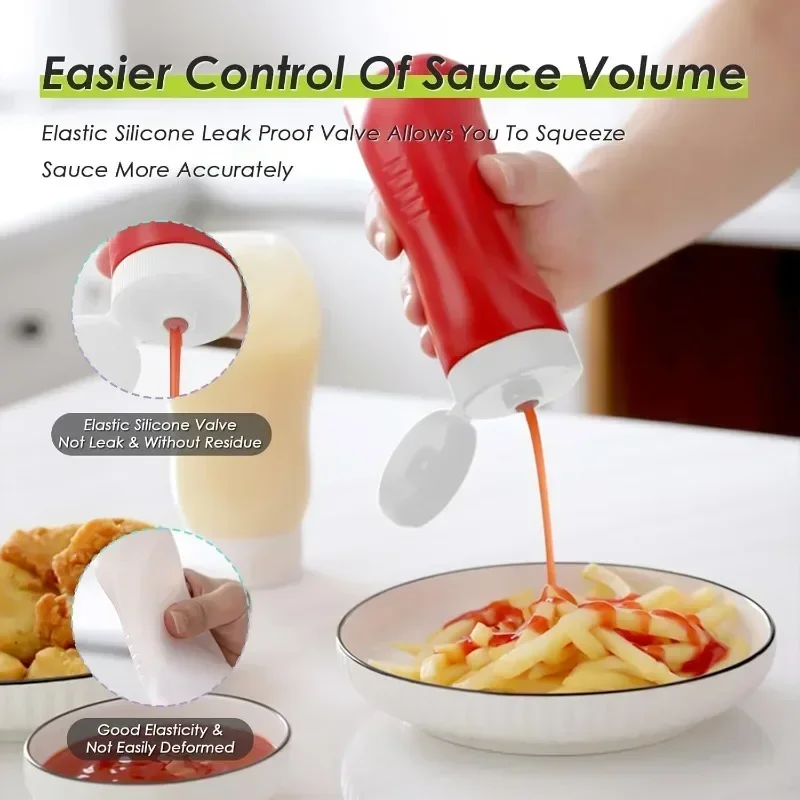 Storage Box 1/10PCS Sauces Squeeze Bottles with Lids PE Thickened Ketchup Salad Dressing Dispenser Liquid Storage Container for Kitchen Camp
