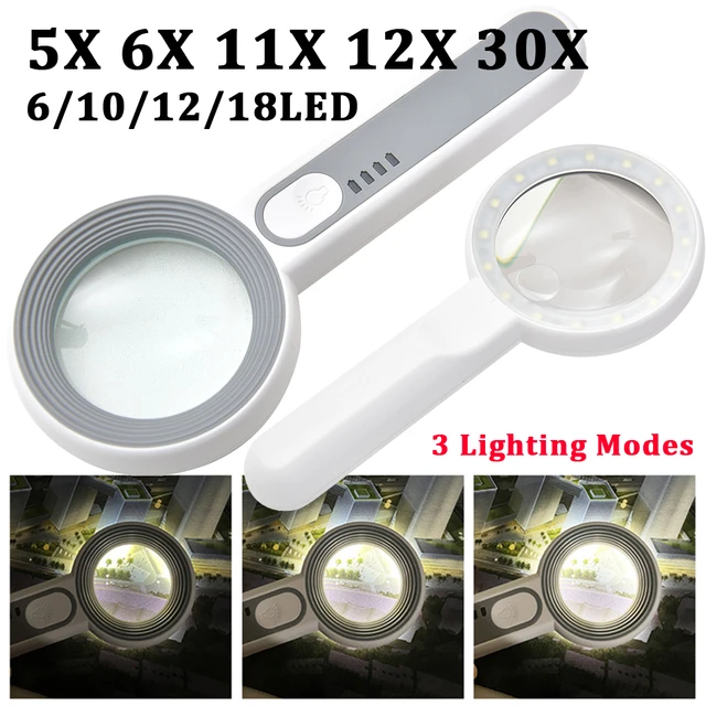 Reading Magnifier Magnifying Glass Necklace 2.5 X 6X Lighted Magnifier  Glass Magnify Hands Free Handheld Large LED Magnifying Glass Illuminated  Loupe