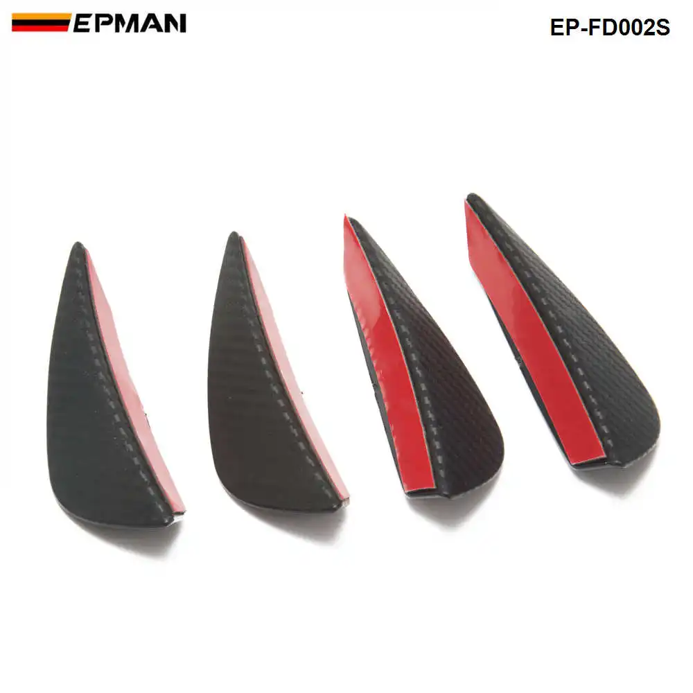 4pcs Carbon fiber Front Bumper Lip Splitter Fins Body Spoiler Canards Valence Chin EP-FD002S