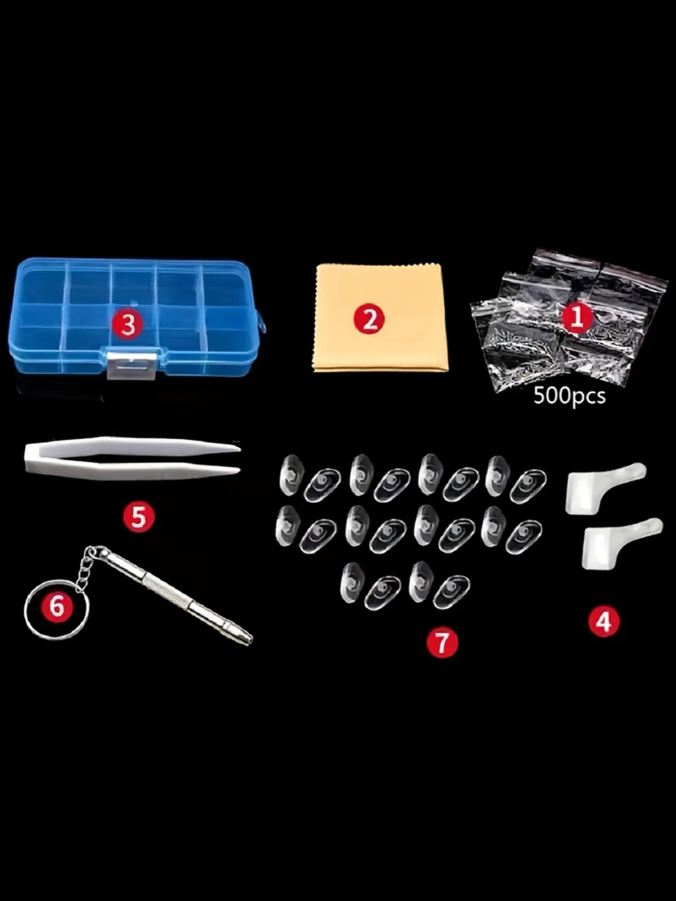1set Gläser Reparatur Kit Brillen Sonnenbrille Schrauben Sets Mutter Nase Pad Optische Werkzeug Teile für Gläser Sonnenbrille Schmuck watche – Detail 4