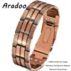 ARADOO Premium Copper Bracelet for Men with Grid Pattern Design Magnetic Wristband Jewelry Gifts 10