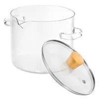 Marmite en verre 1.6/2.3L avec couvercle, casserole en verre, bols à céréales, marmite pour poêle, haute teneur en Borosilicate, poêles de cuisson transparentes pour soupe 1