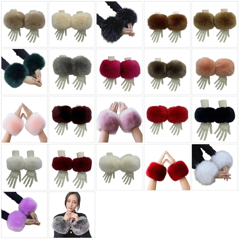 

Elegant Arm Sleeves for Winter Furry Wrist Warmers Multicolored Wrist Bands