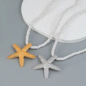 Collana da donna in lega di stelle marine - Ciondolo stile oceano metallizzato | Gioielli di dichiarazione di festa | Accessori moda all'ingrosso 1