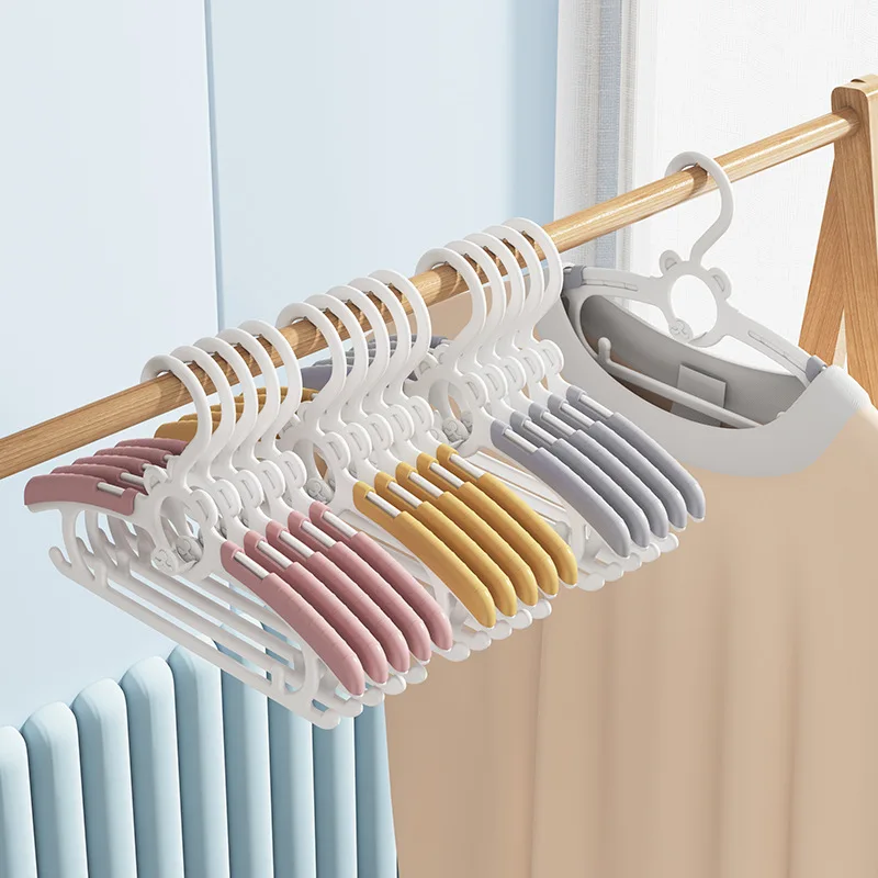 

10 PCS Cute Retractable Children's Hangers Thickened Windproof and Non-slip, Suitable for All Ages Strong Load-bearing Capacity