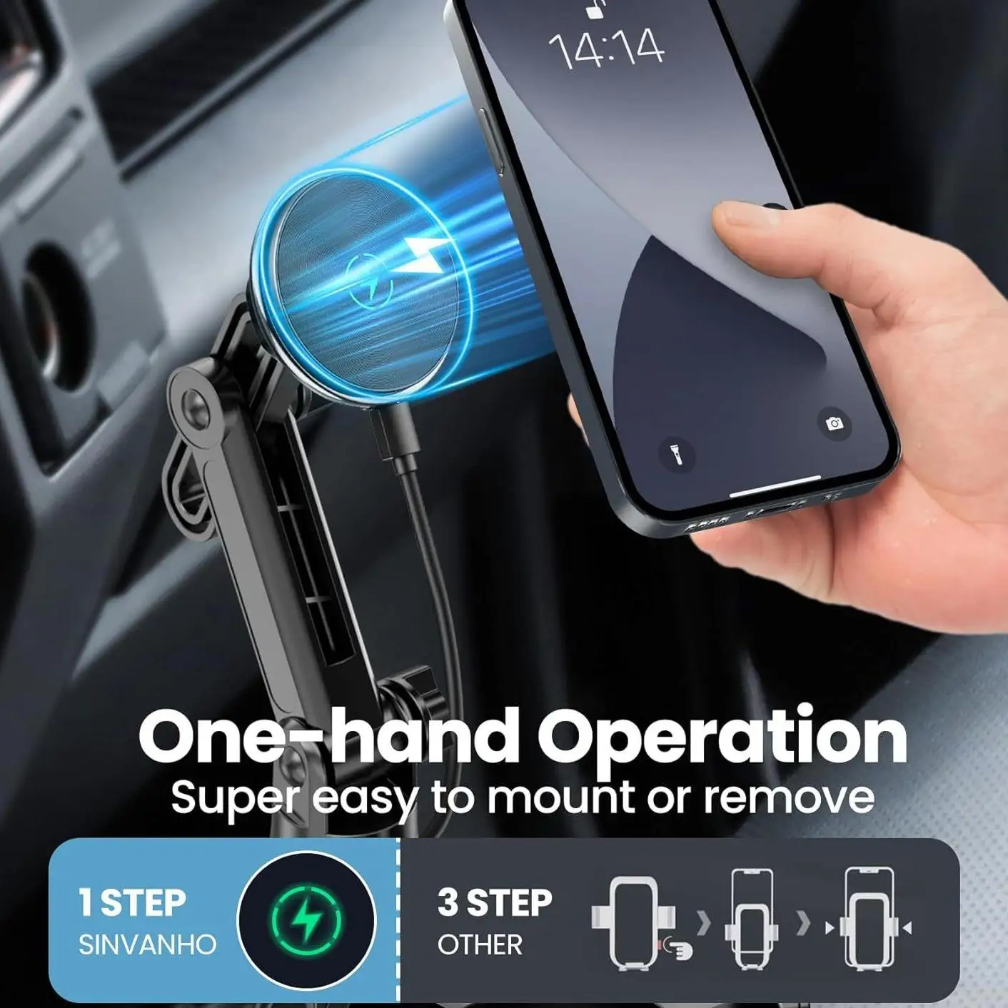 New Car Phone Holder Multifunctional Car Cup Holder Suction Mobile Phone Navigation Holder Magnetic Wireless Charger