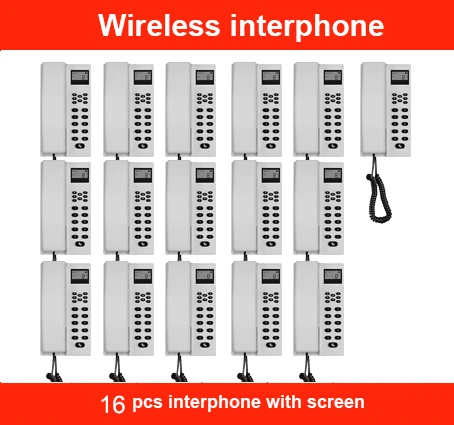 

433Mhz Wireless Intercom System Secure Walkie Talkie Handset w/t Screen Extendable for 16-way intercom phone