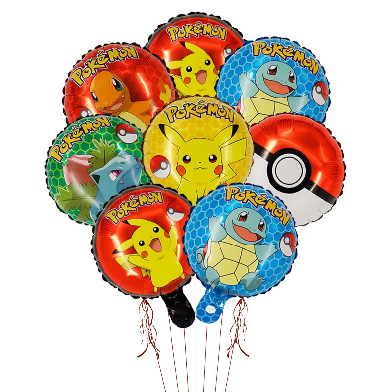 Hot 10 inch Anime Pokemon round Helium Foil Balloon Birthday Party  Decoration children Party Balloon Pikachu Squirtle Charmander - AliExpress