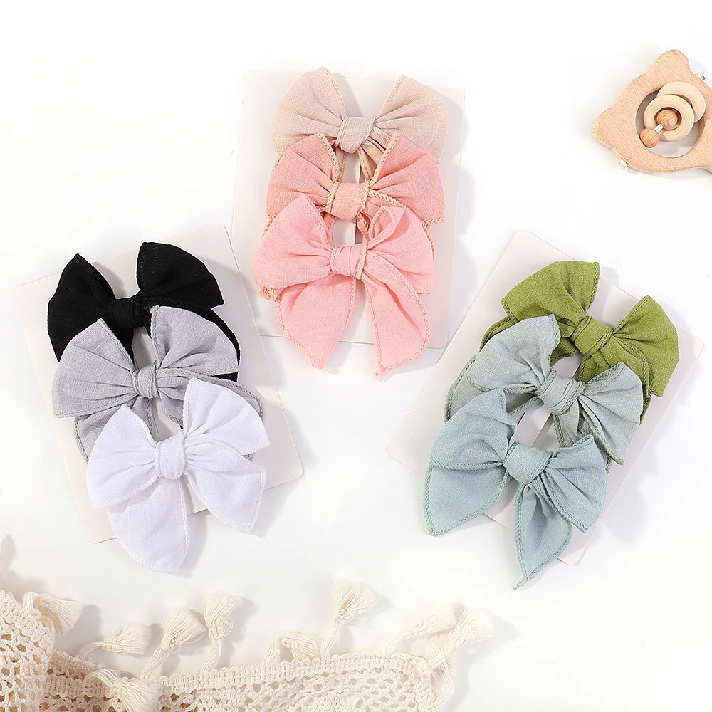 

3Pcs/Set Solid Colors Hair Clip Bowknot Clips New Handmade Hairpins Barrettes for Girls Headwear Kids Cute Hair Accessories
