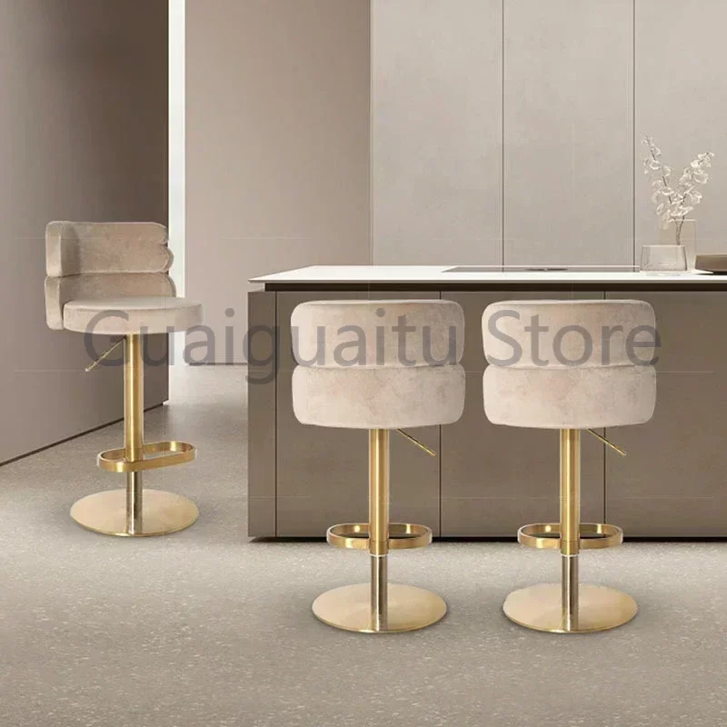 Nordic Design Bar Chair Breakfast Bar Lifting Adjustable Dinning Chair Soft Reception Chairs Salon Furniture