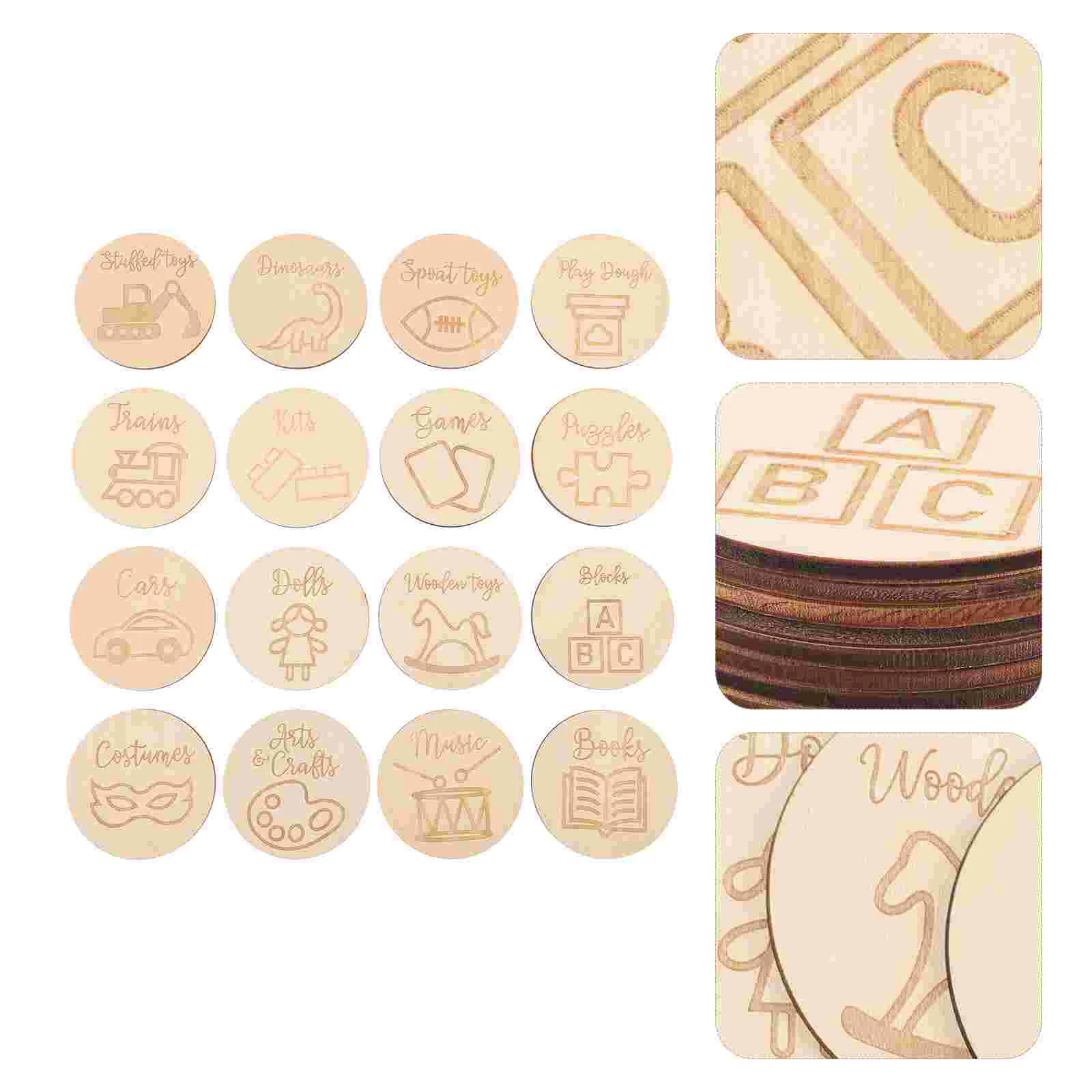 

Wooden Storage Tags Kids Storage Category Bins Round Bundle Bins Sign For Baby Nursery Kids Toyation