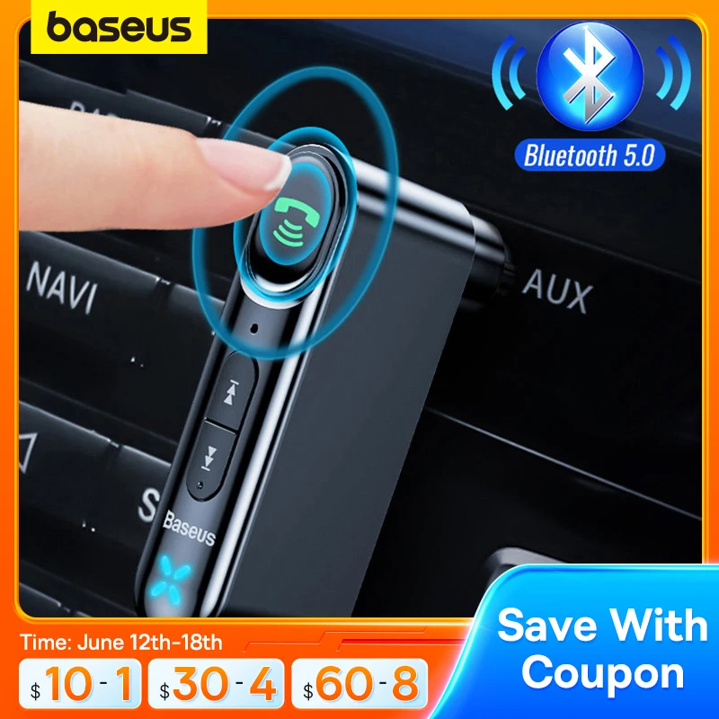  Baseus Car AUX Bluetooth 5.0 Adapter 3.5mm Jack Wireless Audio Receiver Handsfree Bluetooth Car Kit For Phone Auto Transmitter 