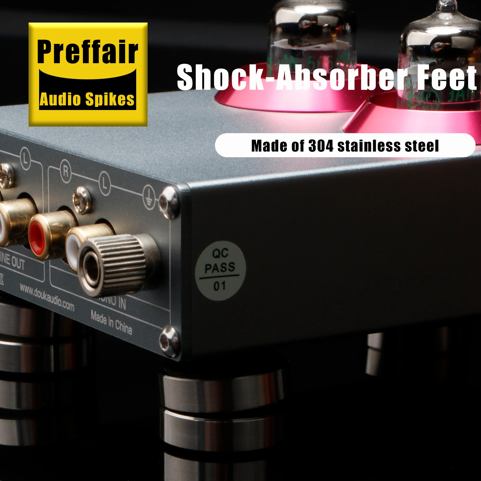 Preffair SP2416/SP4533 4 Stück Aluminium Schwarz & Silber Stoßfeste Spike+Pad Isolations-Standfüße – Detail 16