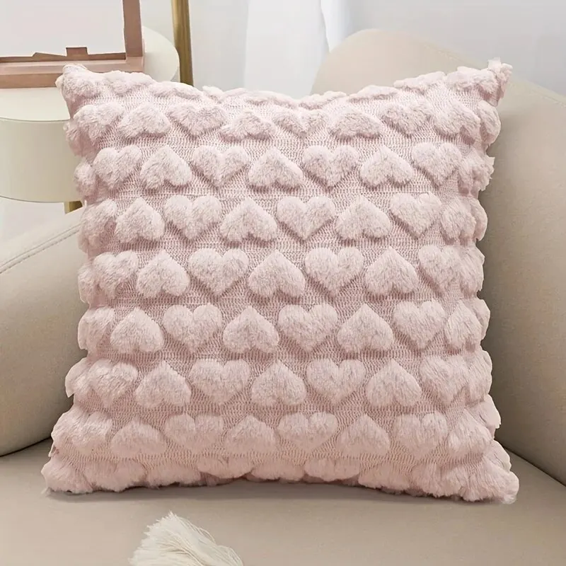 Throw Pillow Cover Modern Solid Color Love Plush Throw Pillow Cover Valentine's Day Cushion Cover Home Room Bedroom Living Room Sofa Decor