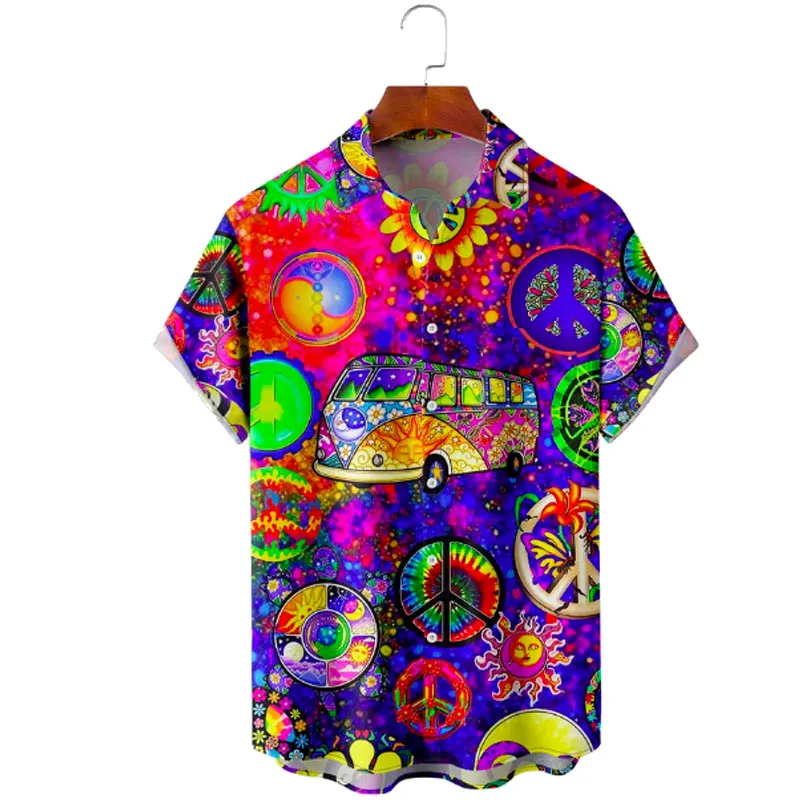 2022 Summer Fashion Mens Hawaiian Shirts Short Sleeve Button