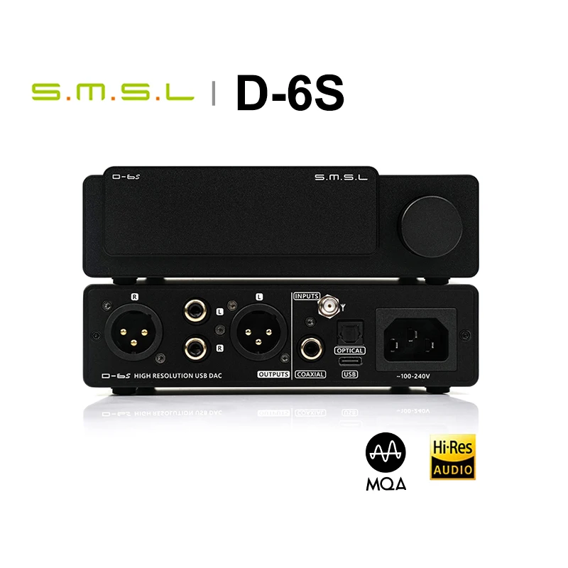 Smsl D-6S D6S Hi-Res Audio Hifi Decoder Mqa Cd Usb Dac Es9039Q2M 4 Opa1612 Pcm768 Dsd512 Bluetooth 5.1 Ldac Rca Xlr