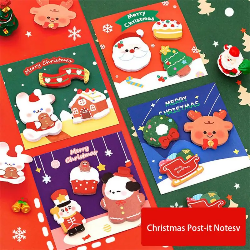 

1/5/10set Christmas Characters Notepads Winter Theme Self Sticky Notes Holiday Memo Notes For Work Study Decoration Present
