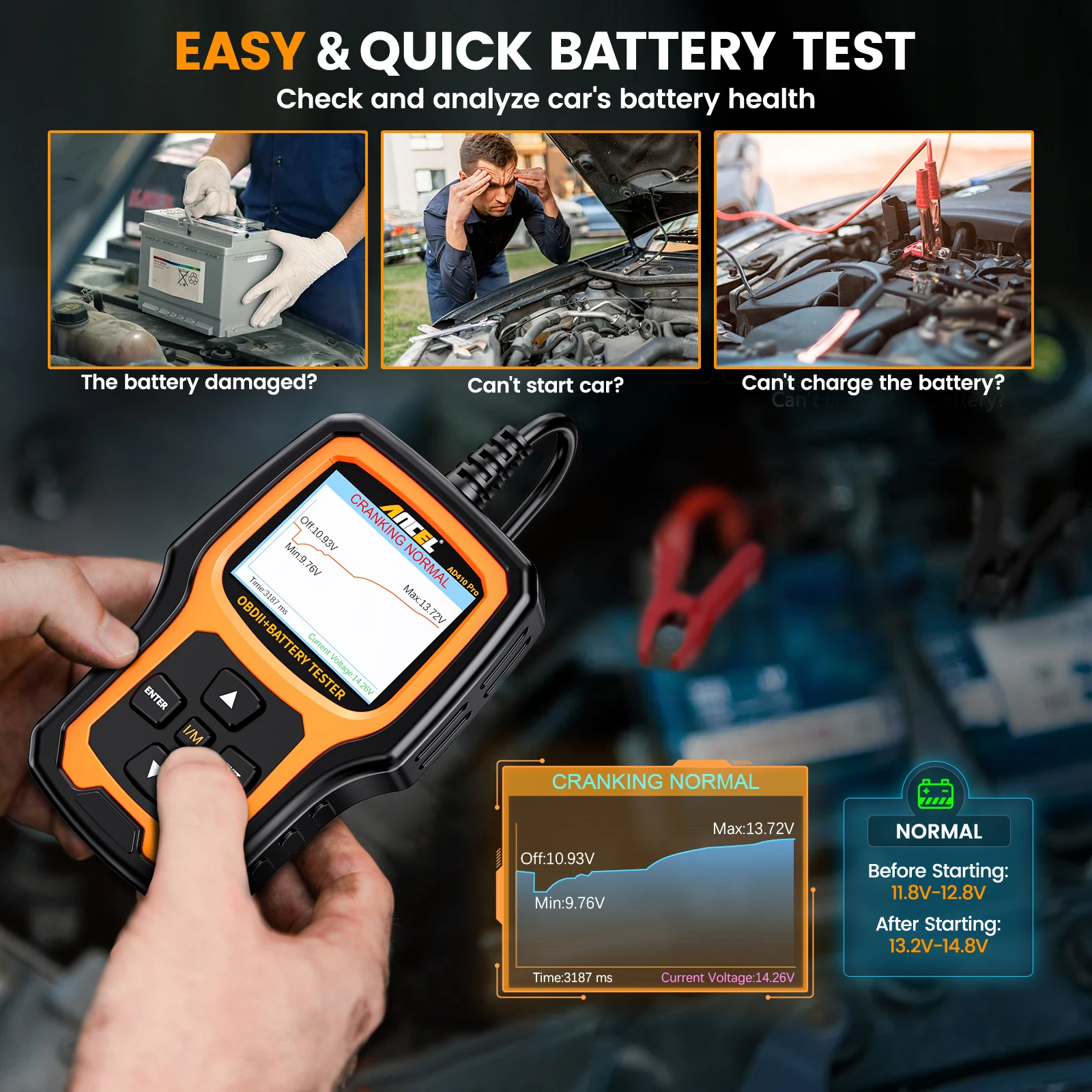 ANCEL AD410Pro  OBD2 Automotive Scanner Code Reader Check Engine Light Car Scan Emission Analyzer OBD Automotive Diagnostic Tool 5
