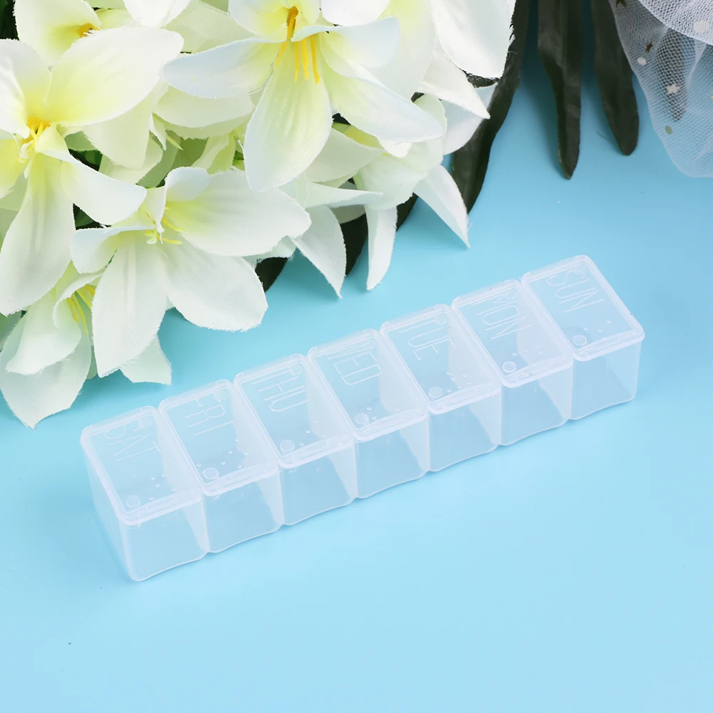 7 Grids 7 Days Organizer Pill Box Transparent Storage Tablet Pill Box Portable Practical Multi-function Reusable for Supplements