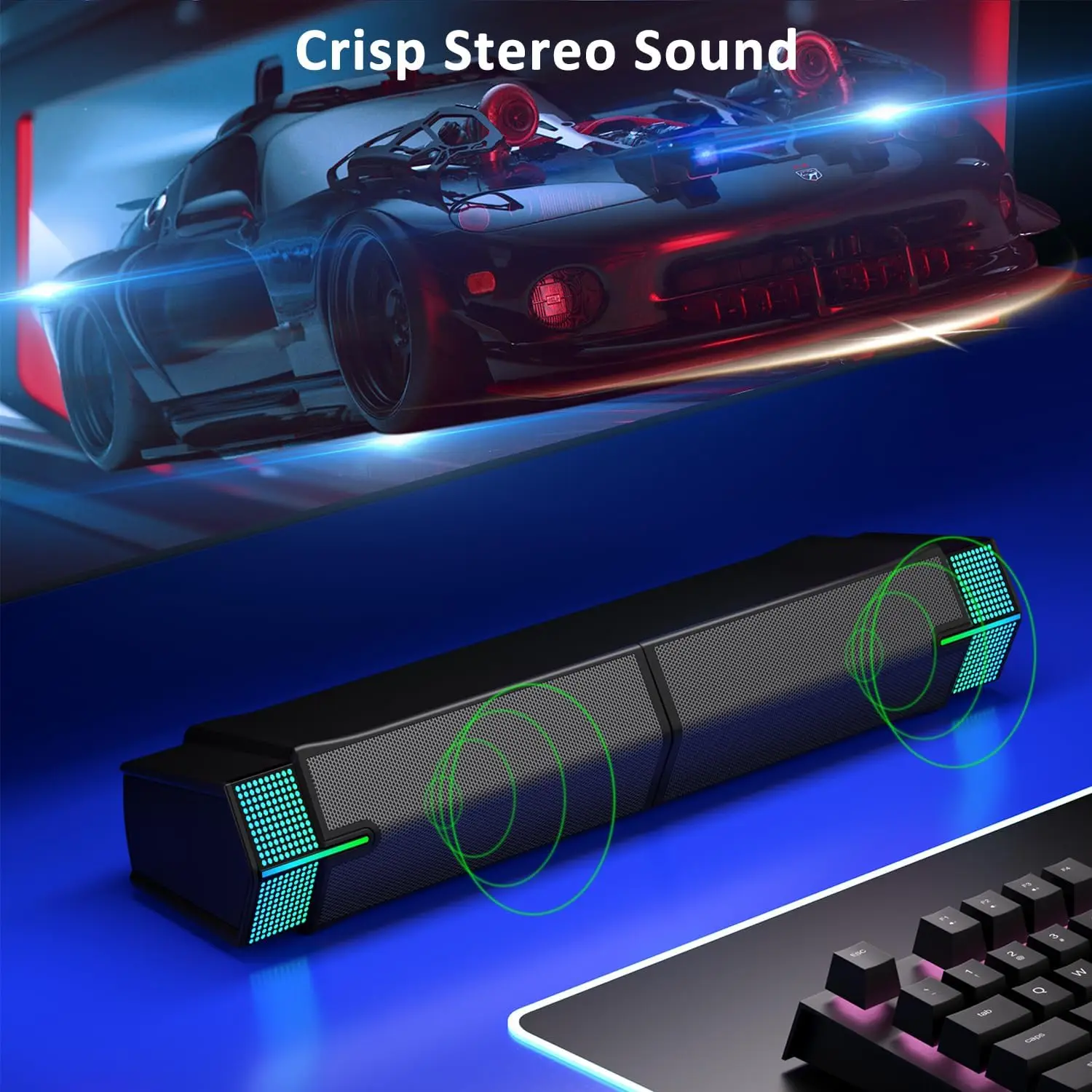 Wireless Sound Bar with Superb Stereo Sound and LED Lighting