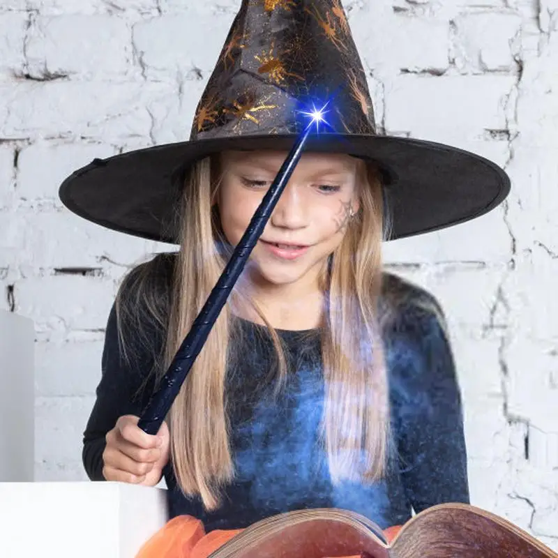 EnrichFun Light Up Magic Wand With Sounds & Color Changing Lights - 4PCS Wizard Witch Toy Set For Kids Birthday Parties