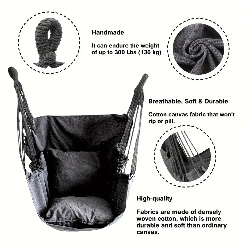 Outdoor Rocking Chair Fabric Hammock Canvas Leisure Swing Chair Dormitory Portable Folding Hanging Chairs Outdoor Furniture 1PC rattan swing chair