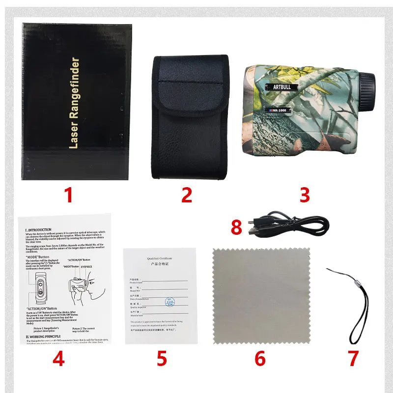 ARTBULL Range Finder Hunting Rechargeable Golf Rangefinder 1000m 600m speed meter Laser Distance Meter Telescope laser rangefinder distance meter