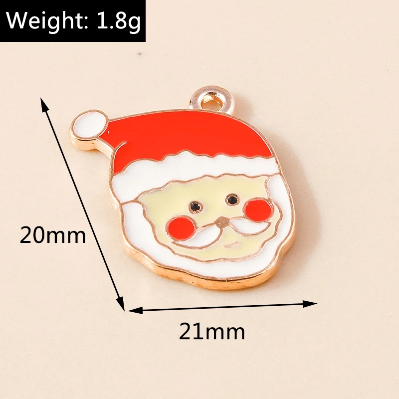Leslie 10 Stück/Lot Emaille Weihnachtsmann Charms für Ohrringe Armband Herstellung Weihnachten Weihnachtsmann Charms DIY Schmuck Zubehör – Detail 5
