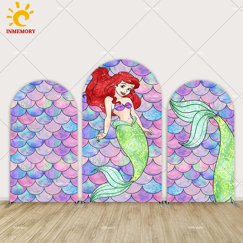 

Mermaid Birthday Party Decoration Arch Cover Chiara Backdrop Undersea Ariel Mermaid Scales Photo Background