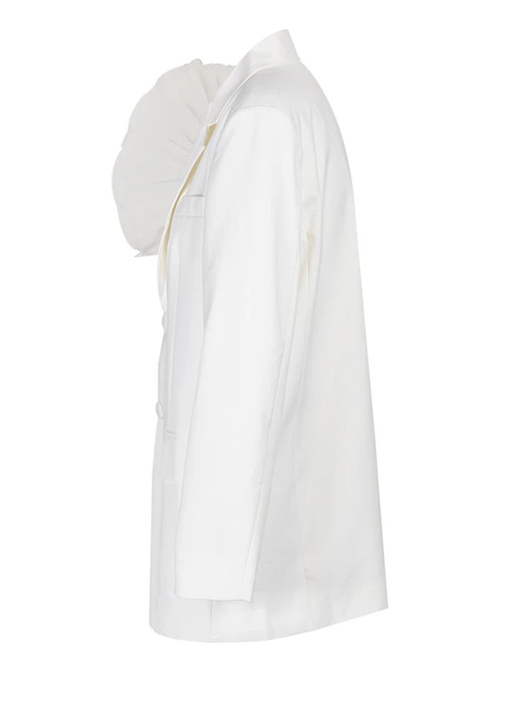 [EAM] سترة نسائية سوداء من الأورجانزا مكشكشة مقاس...