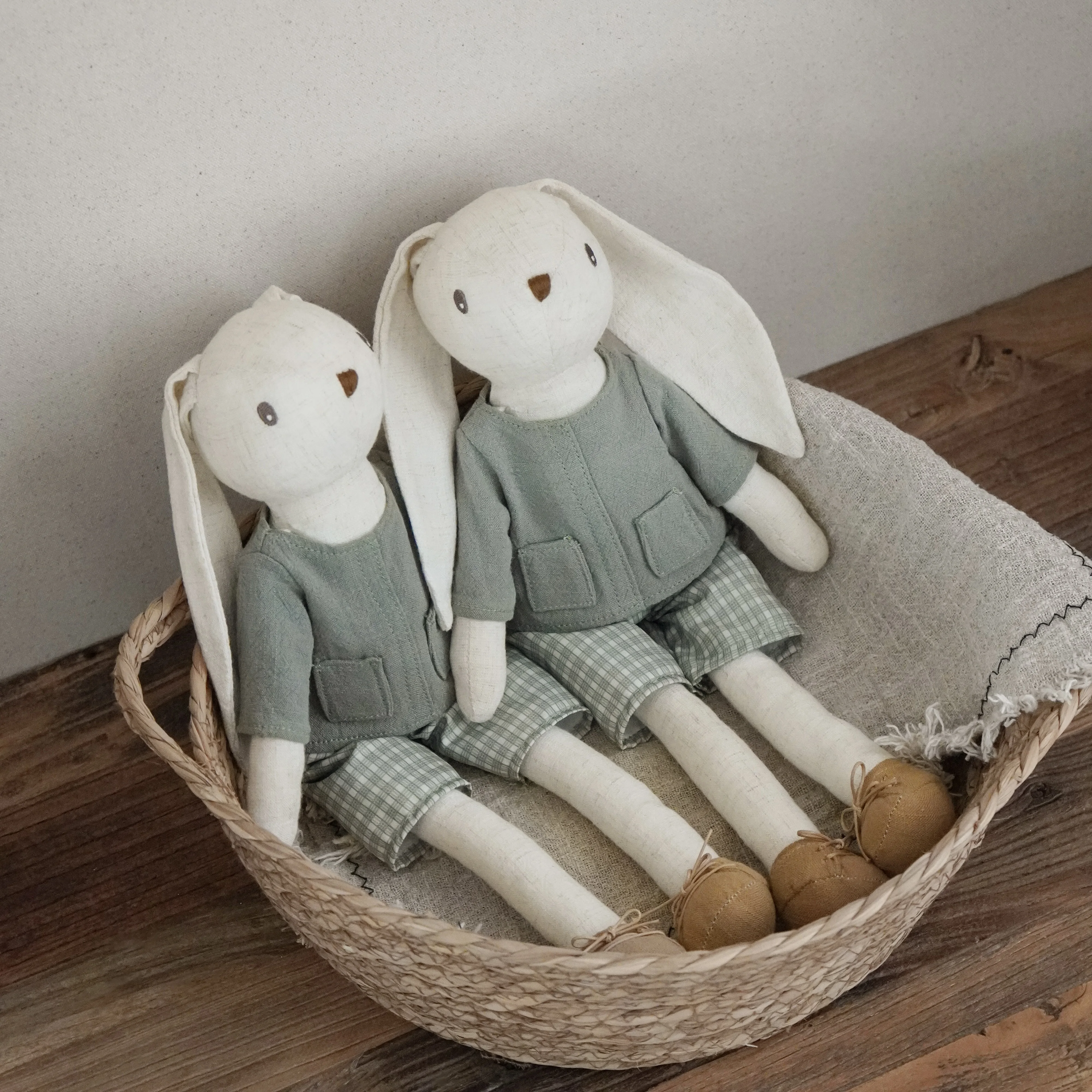 Charming Rabbit Doll with Overalls & Skirt - Children's Room Decor & Gift