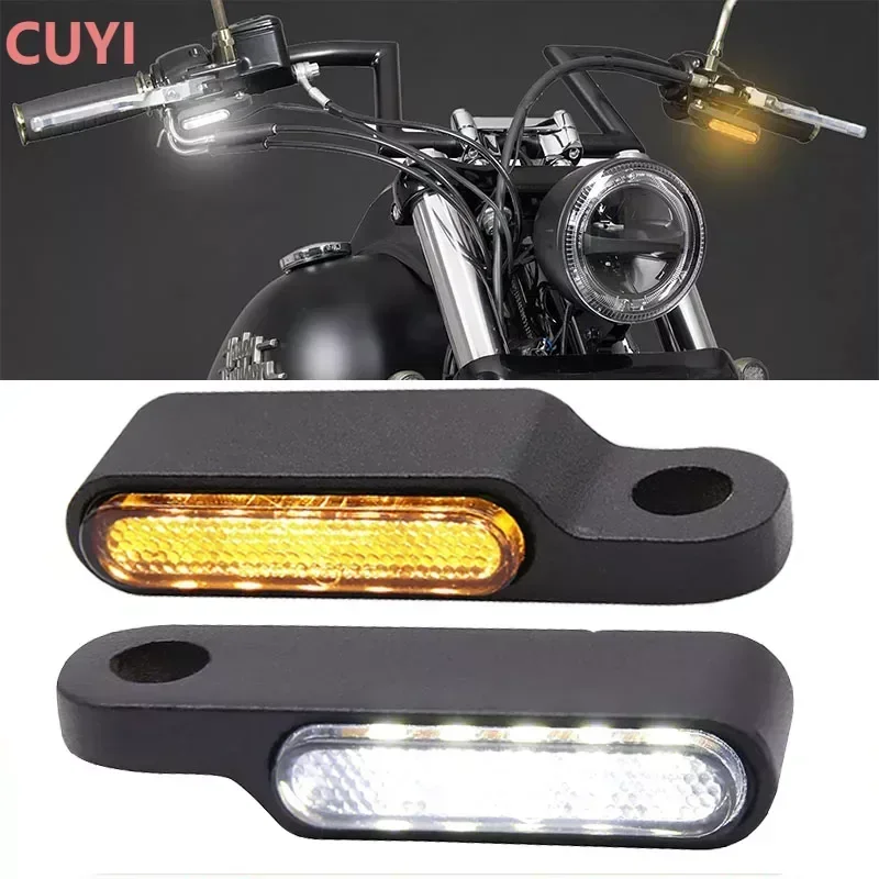 

2Pcs Motorcycle Mini Led Turn Signal Light Blinker White Running Lamp Handlebar Indicators Lamps